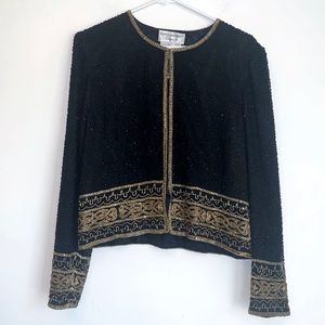 Vintage Papell Boutique Evening Silk Beaded Jacket